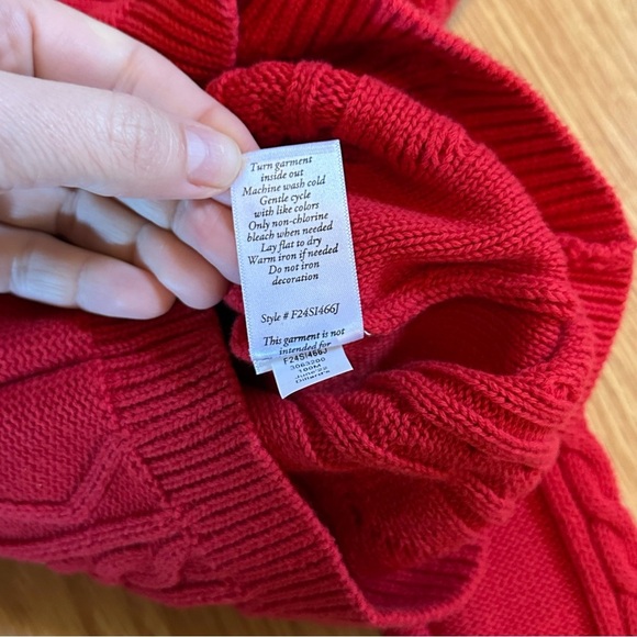 Edgehill collection red thick cable knit 100% cotton sweater Valentine’s Day 4T - Picture 4 of 7